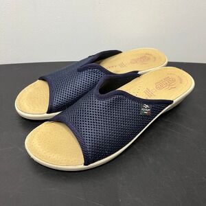 FLY FLOT Womens Navy Blue Mesh Slip On Sandals 41 US 10 Italian Coastal Grandma